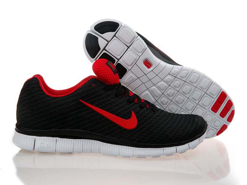 Nike Free 5.0 Chaussures De Course Legeres Mens Nouveau Rouge Noir